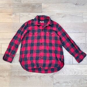 Madewell Plaid Red Flannel Shirt